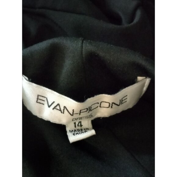 Evan-Picone Black Surplice V-Neck Ruched Empire Waist Side Zip Dress Size 14 - Picture 6 of 7